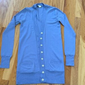 J. Crew Periwinkle Blue  Button-Down Cardigan, hip length, light weight wool